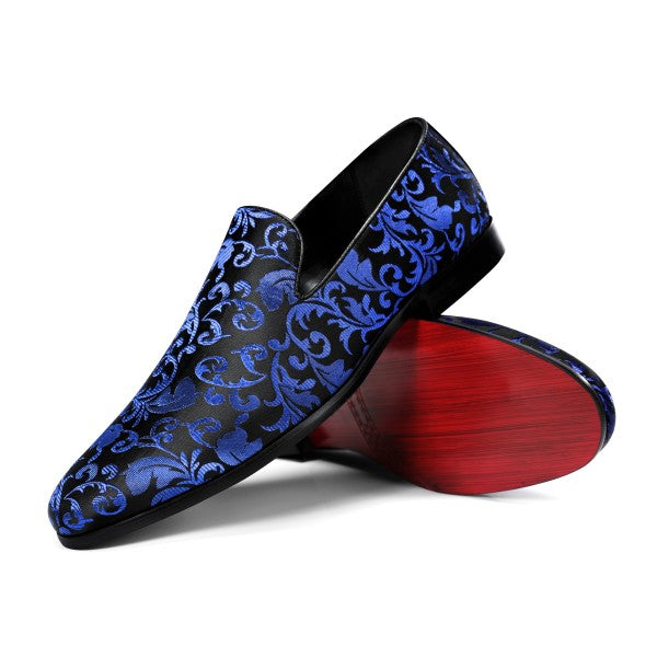Men’s Velvet Floral Loafer Slip-on Dress Shoes | Zarnesh