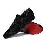 Men’s Velvet Floral Loafer Slip-on Dress Shoes | Zarnesh