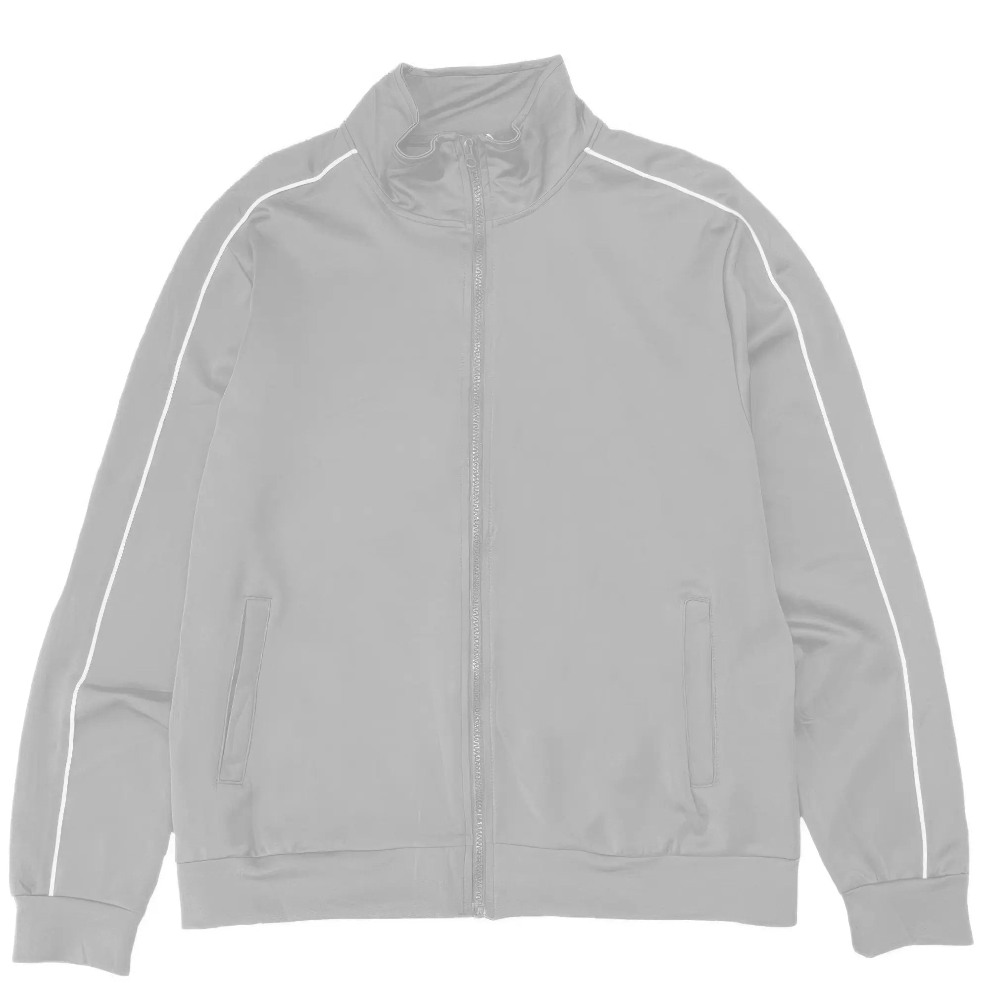 Gray jacket with white accents on a white background