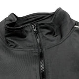 Close-up of a black jacket with a zipper on a white background