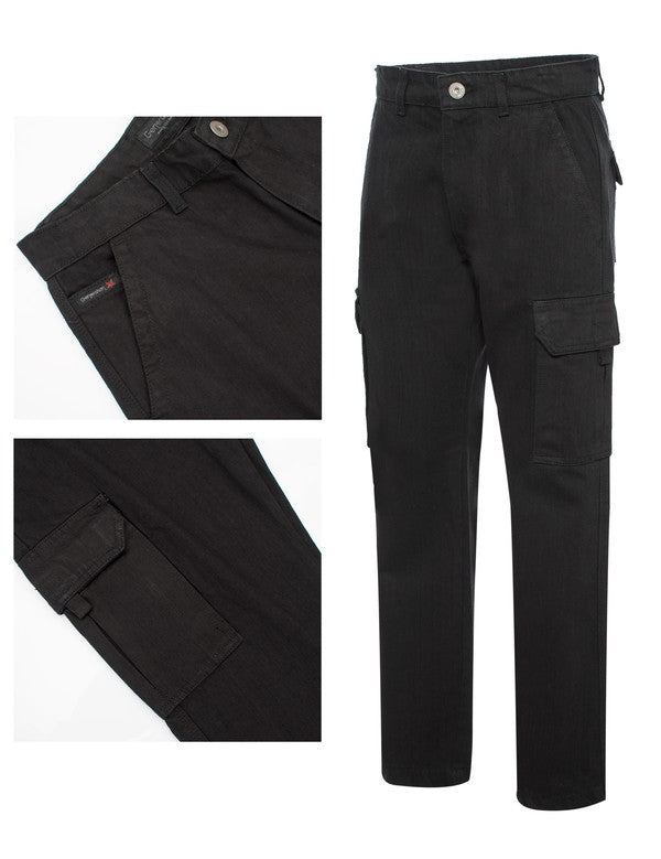 Men Cargo Cotton Zip Fly With Button High Rise Denim Pants Zarnesh