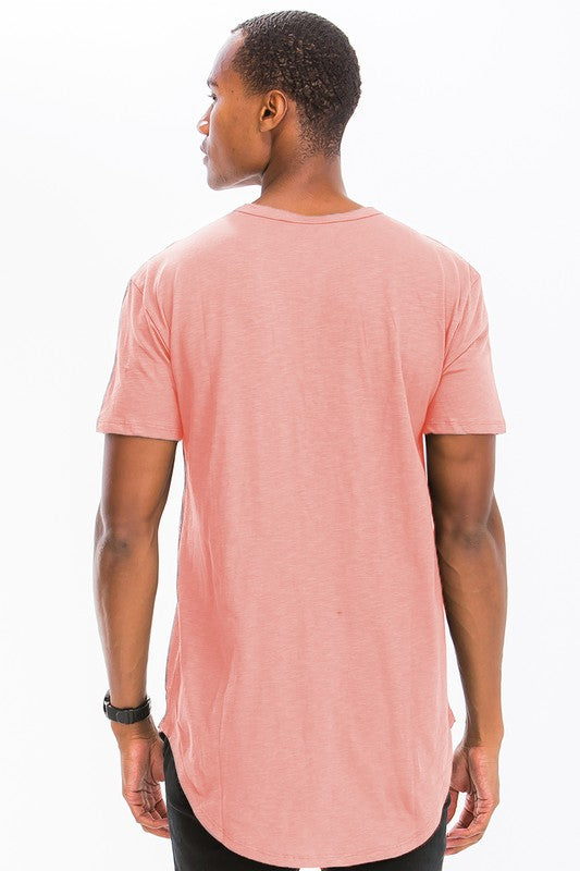 Men Cotton Scallop Shape Short Sleeve Cut Henley Button Shirt Zarnesh