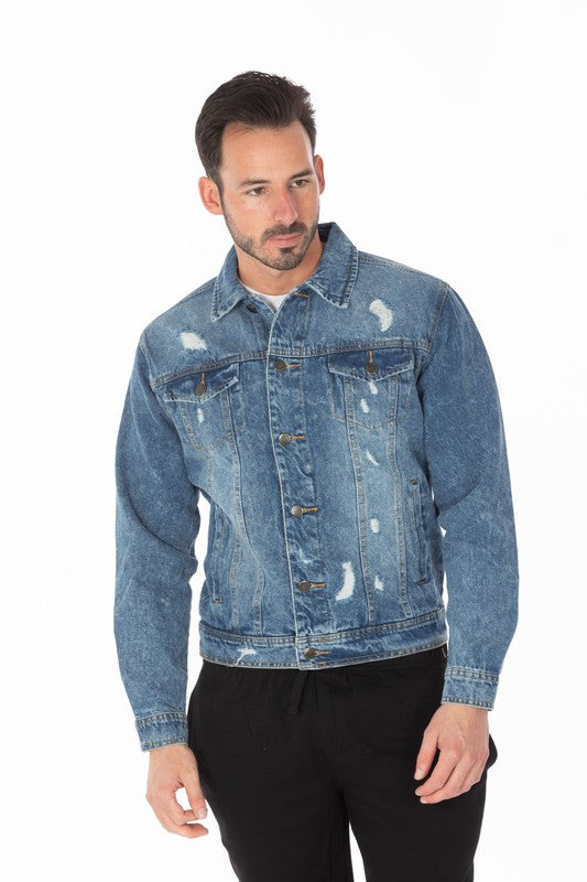Men's Denim Jacket with Distressed | Zarnesh