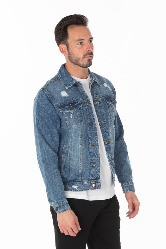 Men's Denim Jacket with Distressed | Zarnesh