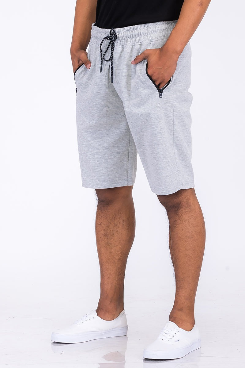 Men Plus Cotton Blend Elastic Waist with Drawstring Lounge Sweat Short Zarnesh
