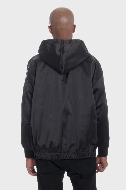 Men Satin Full Zip Hooded Windbreaker | Zarnesh