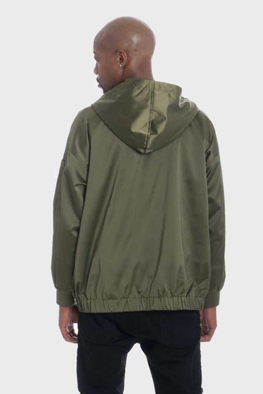 Men Satin Full Zip Hooded Windbreaker | Zarnesh