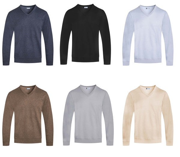 Mens Solid V-Neck Sweater White  | Zarnesh