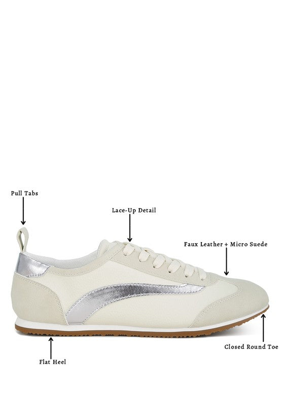 Women Moomba Paneling Round Toe Lace Up Sneakers | Zarnesh