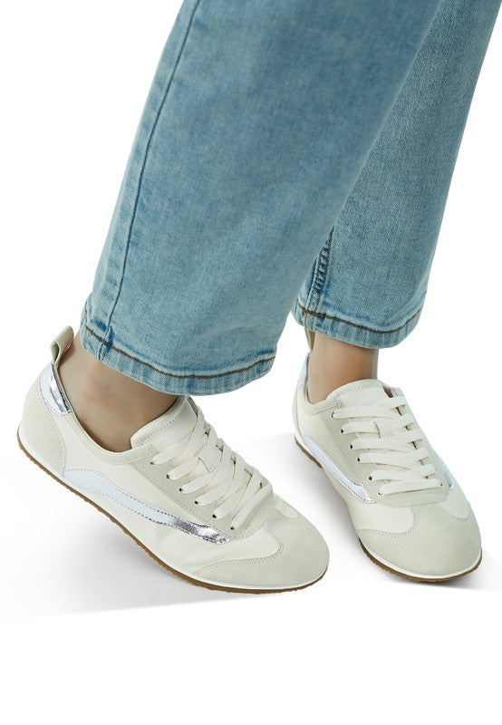 Women Moomba Paneling Round Toe Lace Up Sneakers | Zarnesh