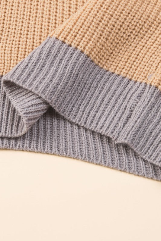 Women’s Colorblock Patchwork Pullover Round Neck Sweater | Zarnesh