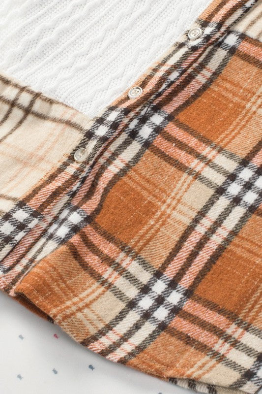 Women's Plaid Colorblock Patchwork Chest Pocket Shacket | Zarnesh