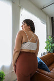 Women X Large Padded Crochet Lace Lined Longline Bralette Zarnesh