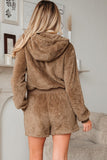 Women’s Zip Up Sherpa Hoodie and Drawstring Shorts Set | Zarnesh