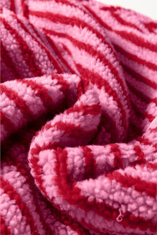 Women’s Oversize Stripe Fleece Half-Zip Pullover Sweatshirt | Zarnesh