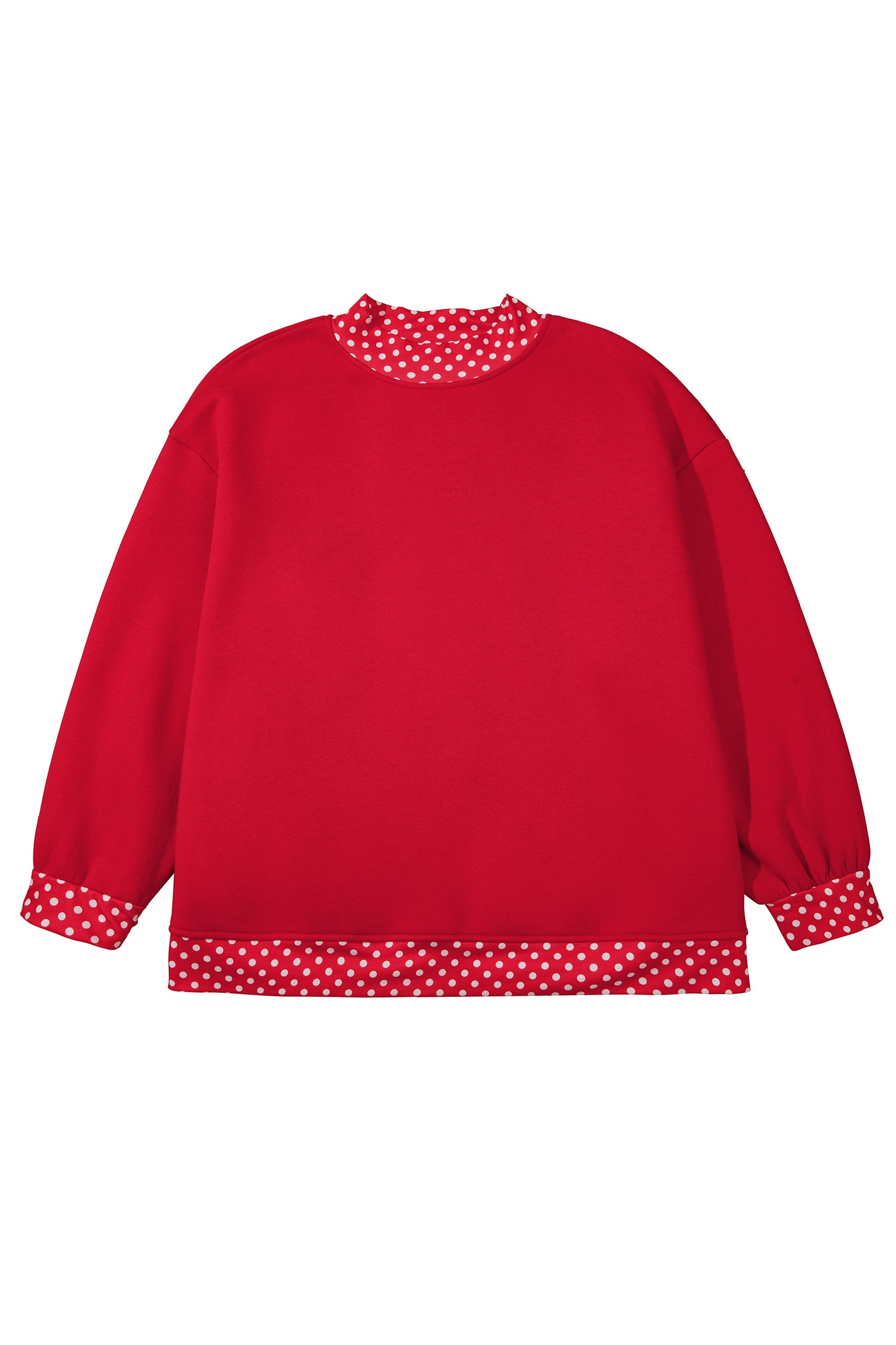 Plus Polka Dot Crewneck Layered Trim Sweatshirt | Zarnesh