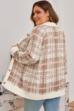 Women’s Plus Size Button Front Plaid Ribbed Trim Cardigan | Zarnesh