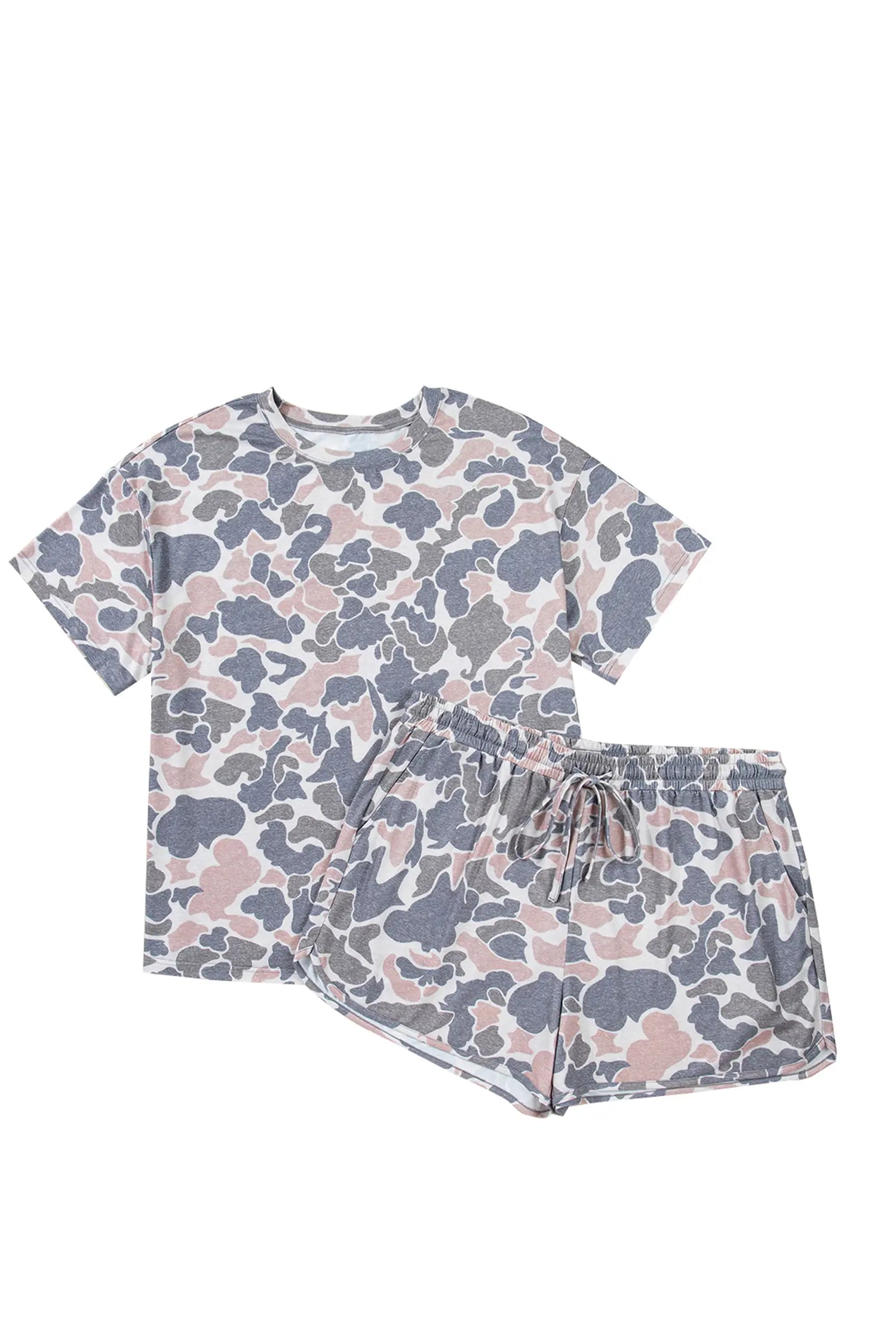 Floral patterned pajama set on a white background