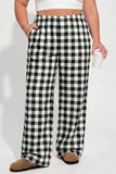 Plus Size Gingham Wide Leg Lounge Pants | Zarnesh