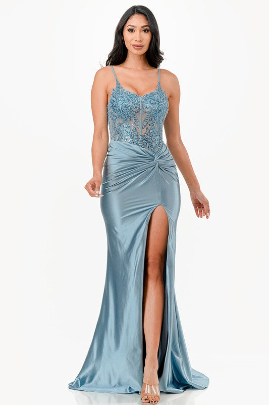 Women’s Formal Sequin Lace Satin Maxi Dress | Zarnesh