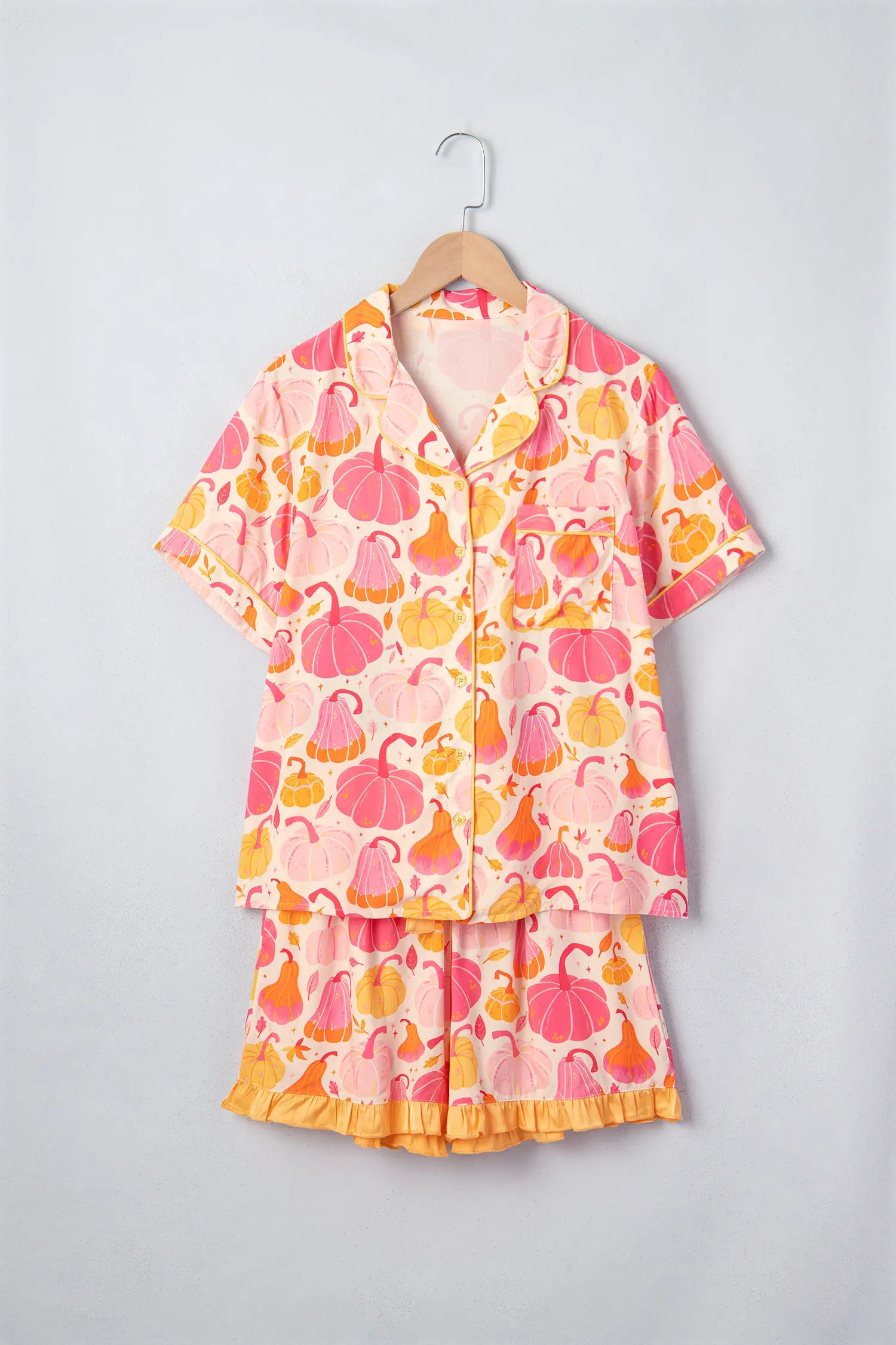 Pumpkin Pocket Shell Short Sleeve Lounge Set | Zarnesh