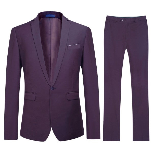 Men’s Slim Fit 2-Piece Solid Formal Blazer Suit 1-Button Double Vent | Zarnesh