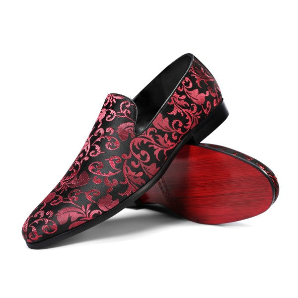 Men’s Velvet Floral Loafer Slip-on Dress Shoes | Zarnesh