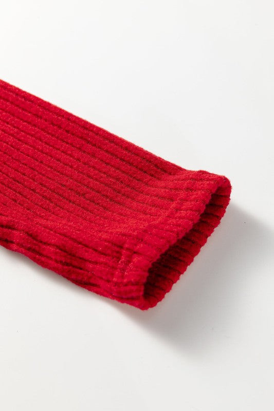 Women’s Casual Print Solid Long Sleeve Ribbed Knit Lounge Set | Zarnesh