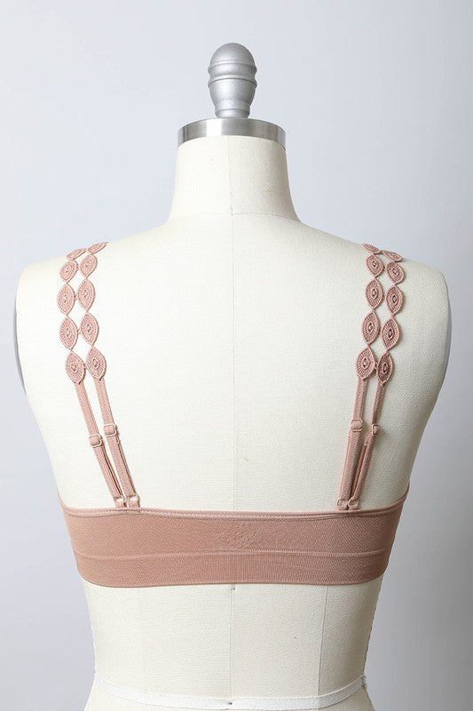 Women Boho Eye Lace Applique Bralette With Removeable Bra Pads Zarnesh
