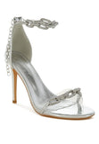 Rhinestone Chain Stiletto Metallic Heels | Zarnesh