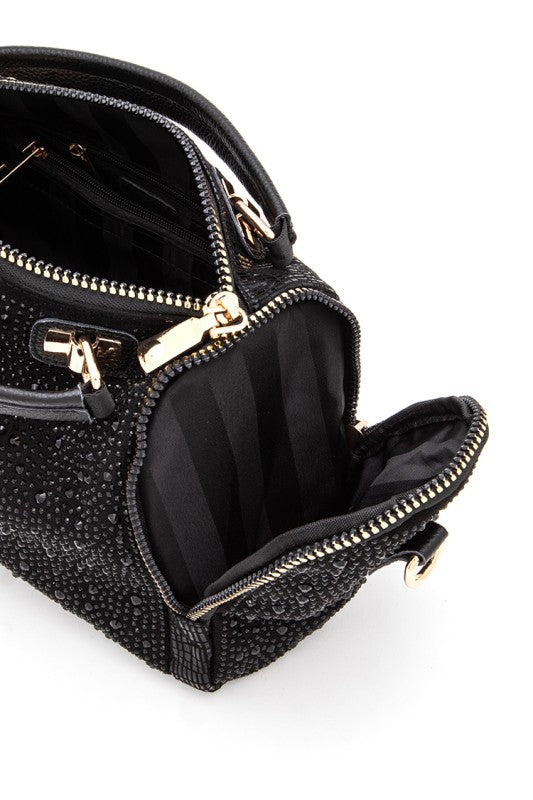 Women’s Rhinestone Metallic Two-Zipper Handbag | Zarnesh