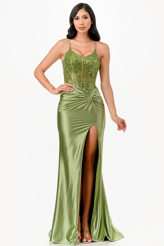 Women’s Formal Sequin Lace Satin Maxi Dress | Zarnesh