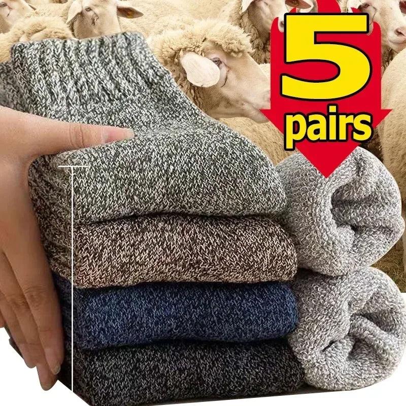 Men's 5 Pairs Thicken Wool Socks - Thermal Insulation Against Cold | Zarnesh