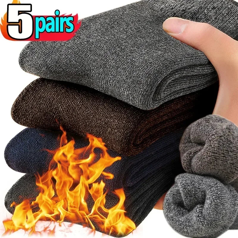 Men's 5 Pairs Thicken Wool Socks - Thermal Insulation Against Cold | Zarnesh