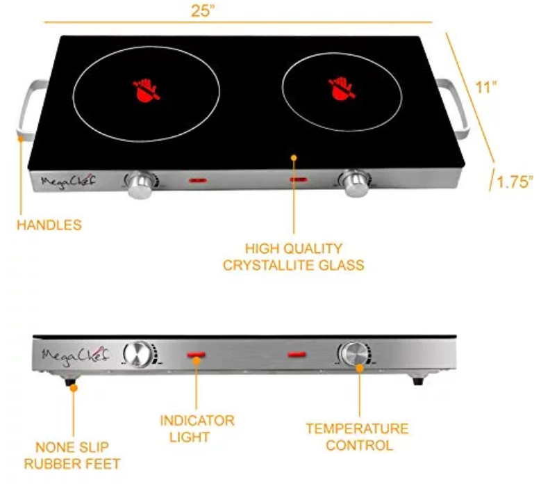 MegaChef Ceramic Infrared Double Electric Cooktop | Zarnesh