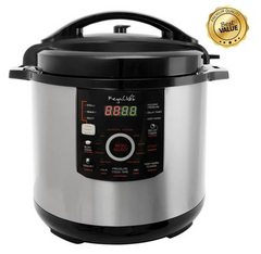 Megachef 12 Quart Steel Digital Pressure Cooker with 15 Presets and Glass Lid | Zarnesh