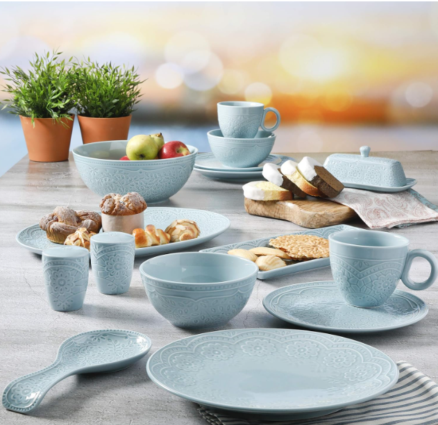 Gibson Elite Alemany 16-Piece Dinnerware Set, Aqua | Zarnesh