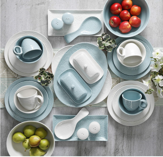 Gibson Elite Alemany 16-Piece Dinnerware Set, Aqua | Zarnesh