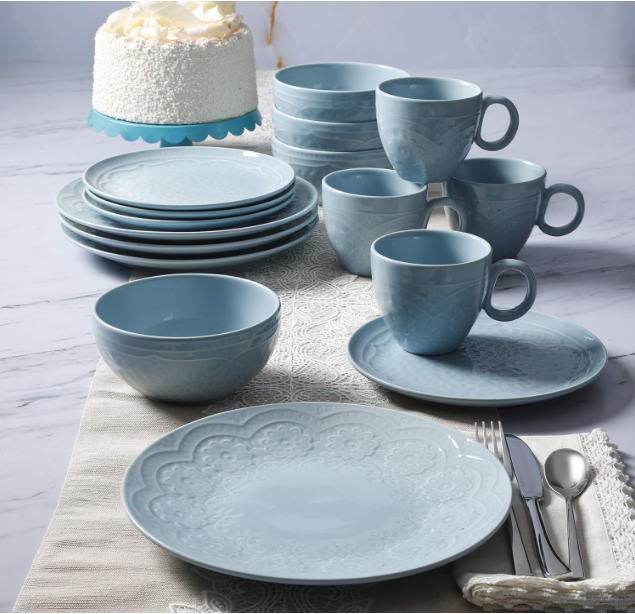 Gibson Elite Alemany 16-Piece Dinnerware Set, Aqua | Zarnesh