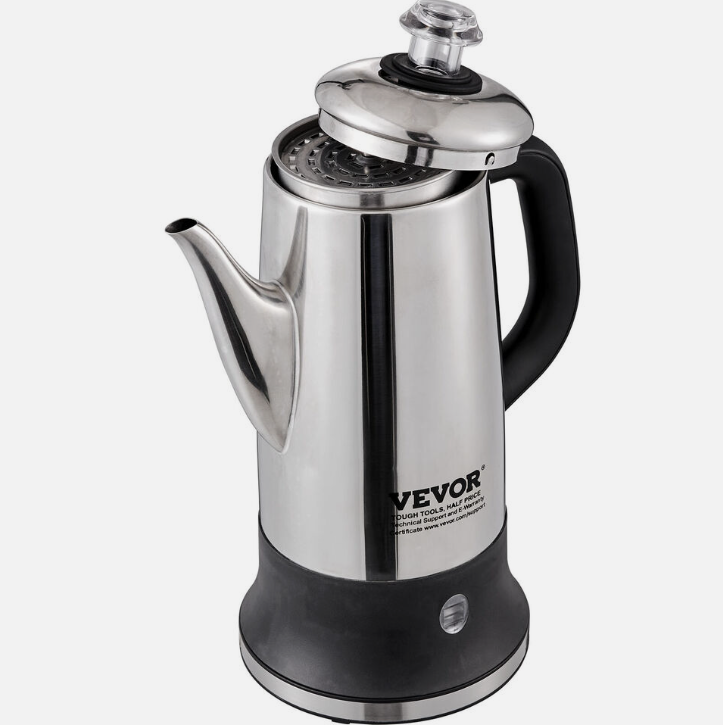 VEVOR 12-Cup Electric Percolator Coffee Pot - 304 Stainless Steel | Zarnesh