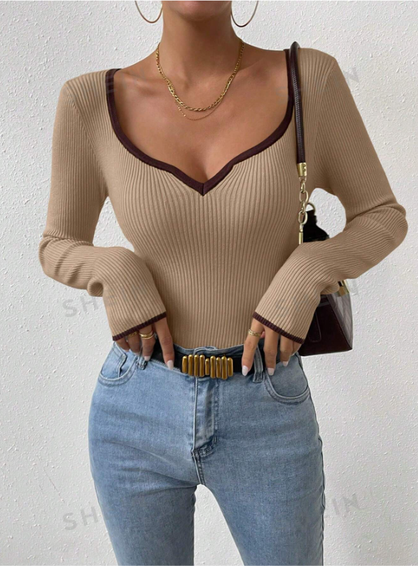 Women Ribbed Long Sleeve Top | Zarnesh