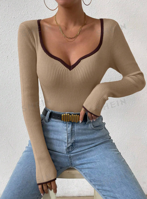 Women Ribbed Long Sleeve Top | Zarnesh