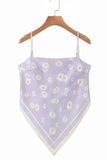 Women Cropped Self Fabric Line Adjustable Strap Scarf Tank Top Zarnesh