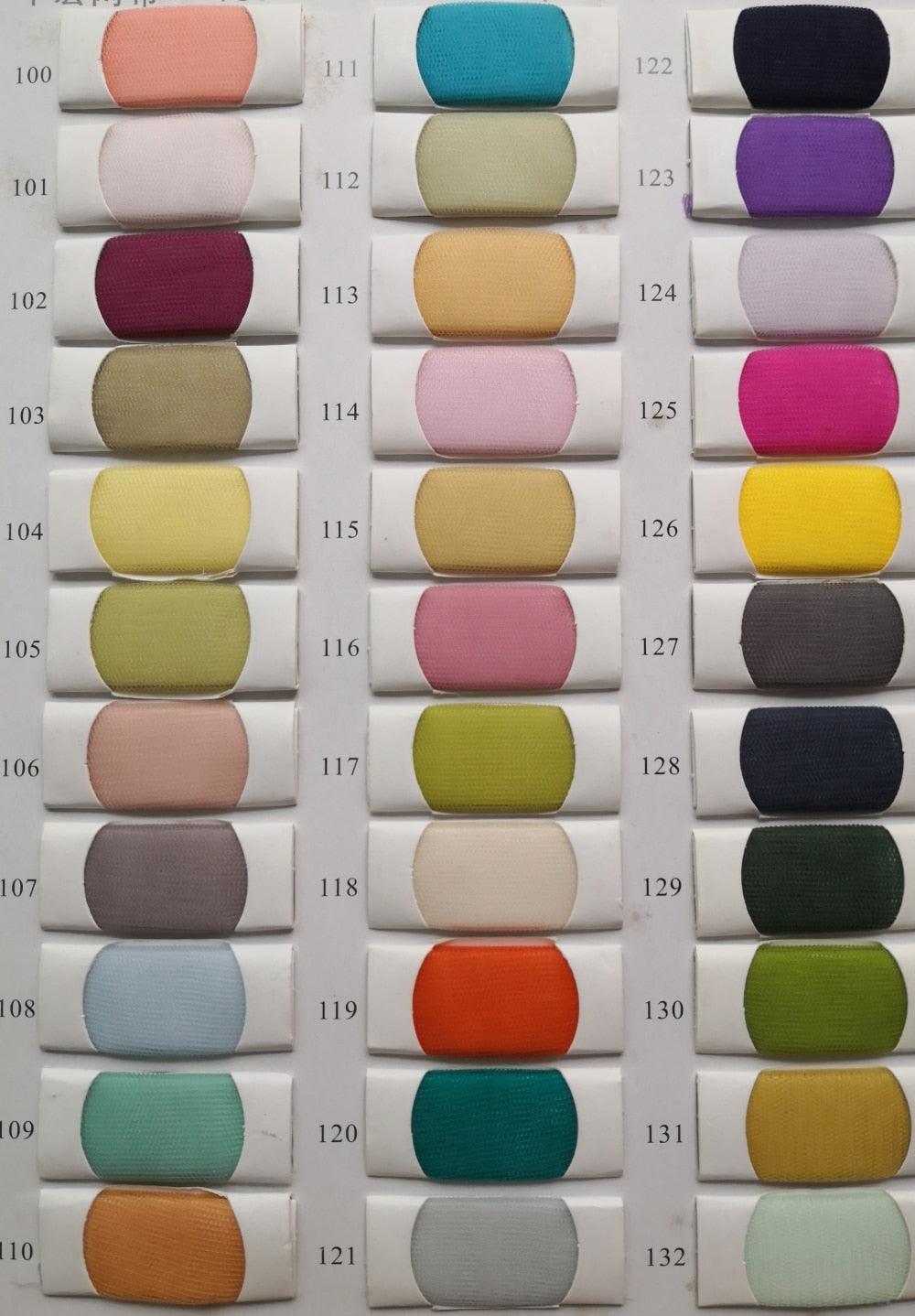 Color swatch chart with fabric samples and corresponding numbers