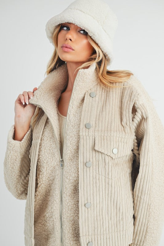 Women’s Sherpa Fleece Zip-Up Jacket with Hood | Zarnesh