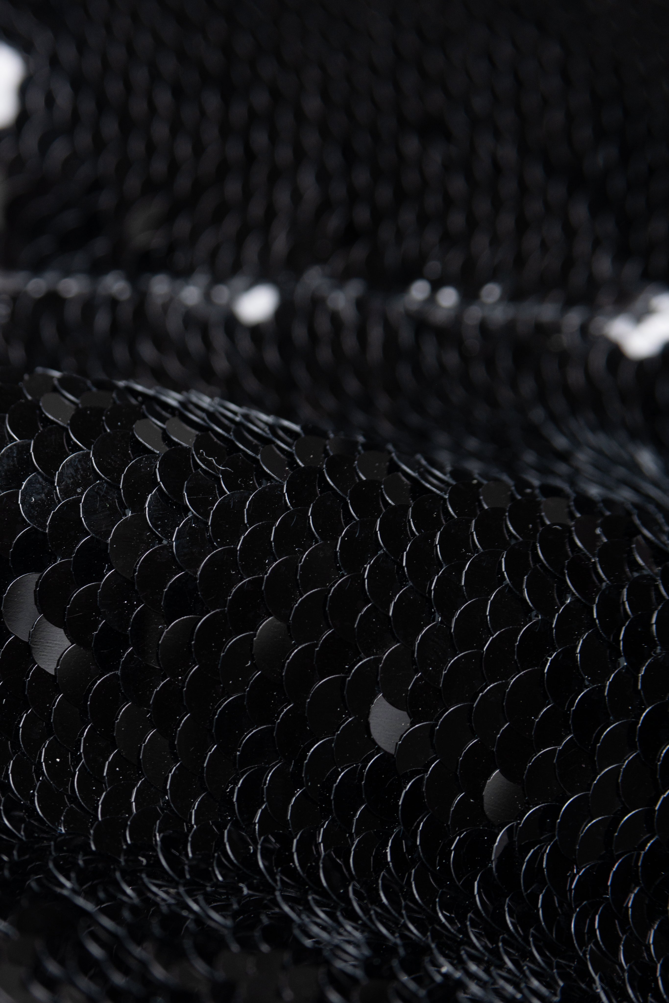 Close-up of black sequin fabric