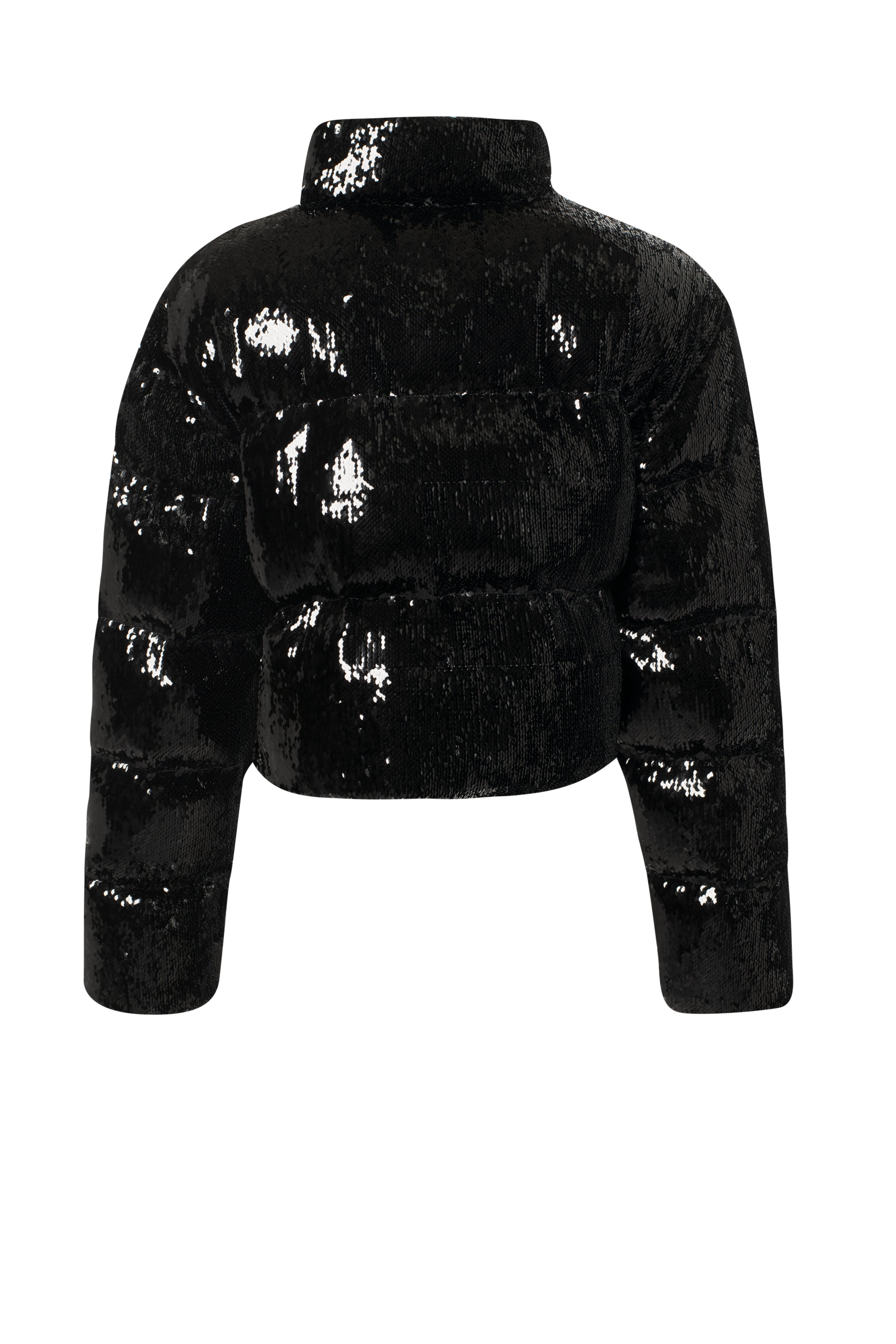 Black sequin jacket on a white background