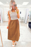Sleeveless Striped Pockets Gathered Maxi Dress | Zarnesh