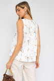 Women Summer Sleeveless V Neck Layered Bottom Abstract Top Zarnesh