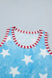 Star Print Round Neck Striped Trim Tank Top | Zarnesh